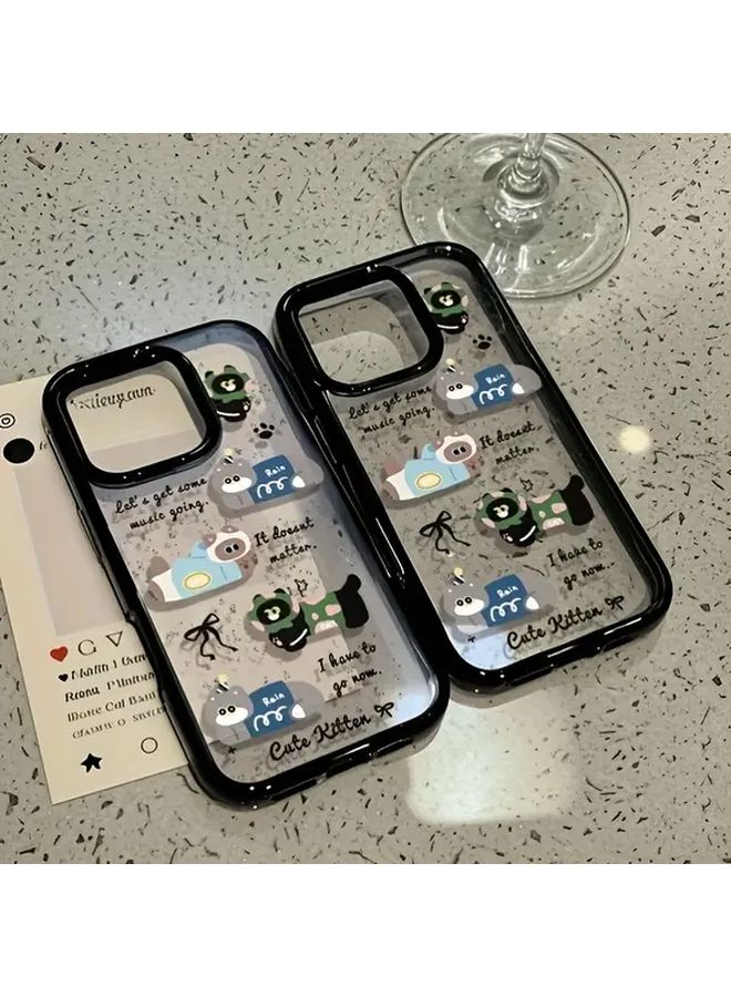 iPhone 12 غطاء واقي شاشة كامل شفاف مع حافة سوداء مضاد للسقوط - Image 1